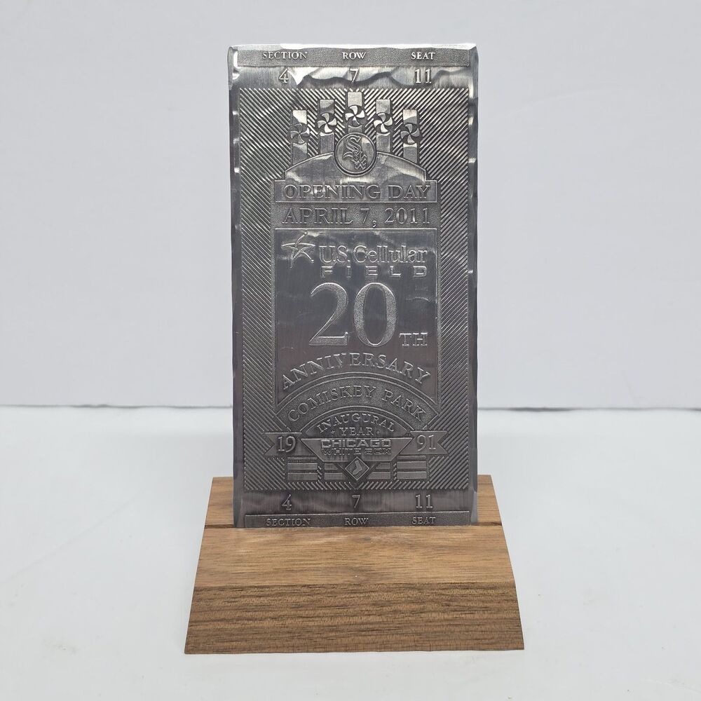 Chicago White Sox 20th Anniversary Comiskey Park 4/7/2011 Metal Ticket Display